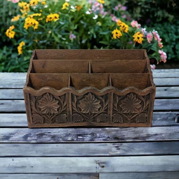 Lerner Desk Organizer Faux Wood Ornate Witchy Victorian Style Vanity Makeup Vtg. - Picture 16 of 16